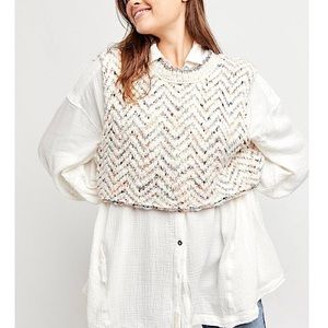 Free People Lucy Tank Knit Sweater Vest Ivory